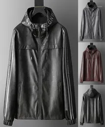 Mens Casual Jackets Coats Men039s Autumn Casual Fashion Patchwork Hoodie Jackets Men Leather Imitation Leather Jacket Coat jaqu7884602