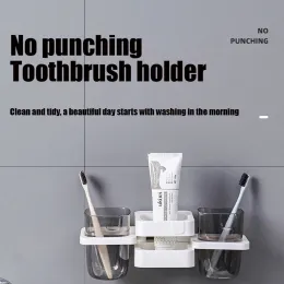 Holders Wallmounted Toothbrush Holder Foldable Creative Suction Cups Mouthwash Cups Bathroom Perforated Free Dental Ware Toothpaste Box