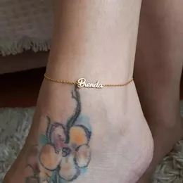 Charm anpassade namn Anklet Armband Foot Handmade Letter Alfabet Ankletter för kvinnor Bohemiska strandsmycken Valentines Day Gifts 240226