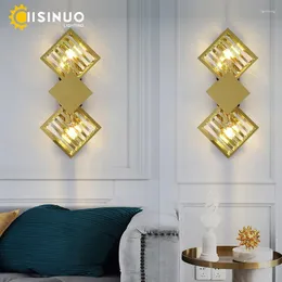 Wall Lamp Morden Crystal E14 Base Geometric Golden Metal Mounted Lighting For Living Room Bedroom Corridor Sconce Luminaire