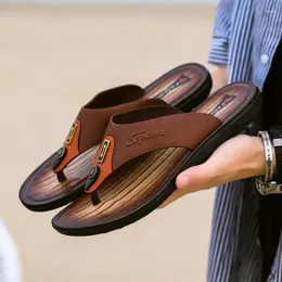 Torra mäns snabba 887 tofflor läder mode mode andningsbara flip flops man strand casual skor utomhus toffel sommarsandaler mulor