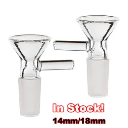 14mm 18mm männliche Glasschale klare Farbe für Wasserpfeifen Bong mit Griff Rauchwerkzeug transparente Schiebeschalen Wasserpfeife HK auf Lager Großhandel