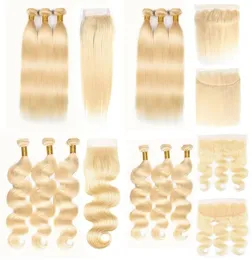 1024 Inch Cheap 613 Blonde Bundles with 4x4 Part Lace Top Closure and 13x4 Lace Frontal Straight Body Wave Human Hair Weave5754374