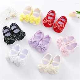First Walkers Baby Girls Crib Shoes Flats Beaded Bow Princess Dress Walking And Headband For Born Infant Toddler