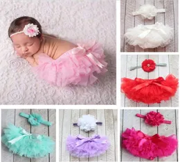 Mix 10 Colors Baby Girls Mesh TUTU Bloomers Sets fabric flowers Headbands Kids Infant PP pants Underwear Children Clothing4251183