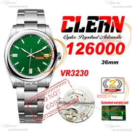 126000 VR3230 Automatic Unisex Watch Mens Mens Watches Чистые CF 36 мм зеленый набор Dial 904L браслет из нержавеющей стали Super Edition Той же серии PuretiMewatch