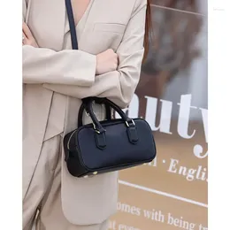 Evening Bags 2024 Genuine Leather Women Mini Tote Bag High Quality Shoulder Crossbody Retro Commute Handbags Ladies Boston Black