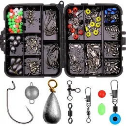 Boxen 165 teile/schachtel Angeln Kit Box Set einschließlich Jig Haken Angeln Sinker Angeln Wirbel Snaps Rock Karpfen Angeln Tackles Box