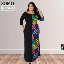 Crew Neck Plus Size Maxi Dresses Fashion Pressed Dressed Dressy with Goiles Women Clothing Wholesale Drop 240229