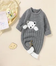 Rompers Baby Romper Knit Cute Cartoon Bear born Girl Boy Jumpsuit Outfit Long Sleeve Autumn Infant Kid Clothing Warm Playsuit Ones8502084