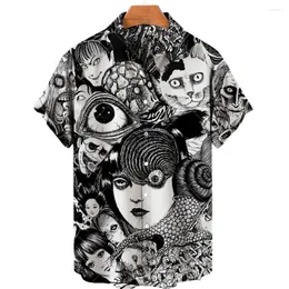 Camicie casual da uomo Japan Horror Manga Junji Ito Camicia 3D stampata Tomie Girl Hawaiian Summer Beach Manica corta Top oversize