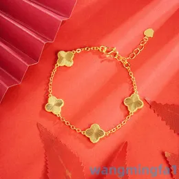 2024 مجوهرات مصمم العلامة التجارية Vanl Cleefl Arpelssha Jin Wu Hua Four Leaf Grass Bracelet Womens Endatoals Long Long Londless