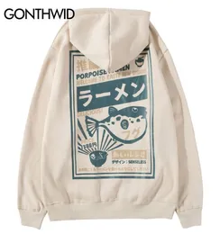 GONTHWID Puffer Fish Ramen Print Fleece Hoodies Hip Hop Casual Pullover Hooded Sweatshirt Men Harajuku Casual Fashion Streetwear C3005328