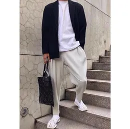 MEN039S Pants Miyake Piled Sıradan Düz Harem Trend Gevşek Dokuz Puan Koşuyor Men 20055678528