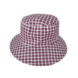 Mom Plaid Bucket Hat Outdoor Small Brimmed Fisherman Hat Grandma Sunscreen Visor 22246