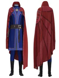 Delux Adult Kids Doctor Strange Come Dr Cosplay Blue Heavy Jumpsuit and Red Cloak Full Set For Halloween L2207144983301