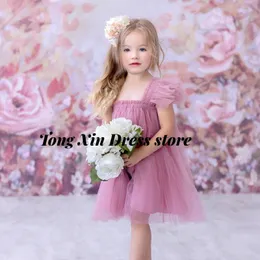 Girl Dresses Lovely Baby Dress Lace Puffy Bow Princess Wedding Performance Kids Clothing Gift First Communion Birthday