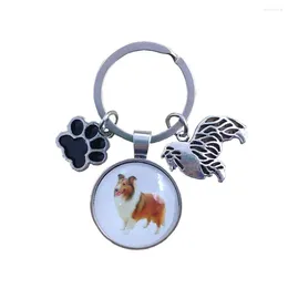 Keychains Shetland Sheepdog Brussels Griffon Dog Animal Keychain Time Gem Pet Lover Key Ring Men Male Women Trendy Cute Fashion Gift