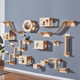 Toys Cat Móveis de parede de escalada Montada de parede Passos de escada com corda sisal arranhando garras de garras de brinquedo para a maioria dos gatos de gatinhos