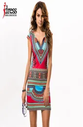 Idress Sexy Women Summer Dress Traditionell African Print Dress Bodycon Casual Dresses Kort ärm Dashiki Beach Dress Y2004189493837