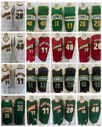 Seattle 1996 Vintage 20 The Glove Gary Payton Kevin Durant 40 Reign Man Shawn Kemp 11 Detlef Schrempf Basketball Jerseys Black4031212