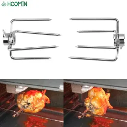 Sprutor 2st/set rotisserie köttgaffel bbq verktyg rotisserie bbq gafflar kol kyckling grill kök verktyg rostfritt stål bbq gafflar