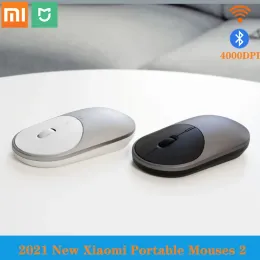 Mice Original Xiaomi Mi Portable 2 Mouse Optical Wireless Bluetooth 4.2 RF 2.4GHz 4000DPI Adjustable Dual Mode Connect for Laptop PC