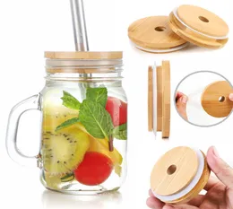 Sublimation Tumber Glass Water Bottle Bamboo Cap Lids 70mm 88mm Reusable Lid With Straw Hole and Silicone Seal8682713