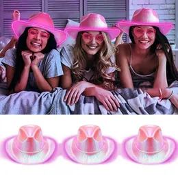 Berretti Chic Cappello di Halloween Corda antivento Puntelli Po Comodo LED colorato Cowgirl