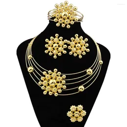 Necklace Earrings Set Dutch Women's Snowflake Choke Exquisite Charm Bracelet Ring Fashion Christmas Gift