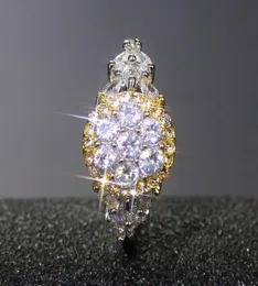 Real 925 Sterling Silver Cz Diamond Ring Fit Pandora 스타일 18K 골드 웨딩 링 약혼 보석 여성 6251673