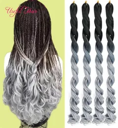 Big Wave Bouncey Curly Sea Body Flechten Haarverlängerungen 24 Zoll Crochet Braids lange synthetische Haarverlängerungen Ombre Curly mit blo8362243