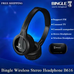 Fones de ouvido bingle b616 sem fio com fio fm multifuncional estúdio de mídia estéreo sobre a orelha computador pc tv telefone jogos música fone de ouvido