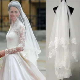 2015 Princess Kate Bridal Veils Cheap Lace Wedding Veil in Stock Wedding Accessories Bridal حجاب الإصبع