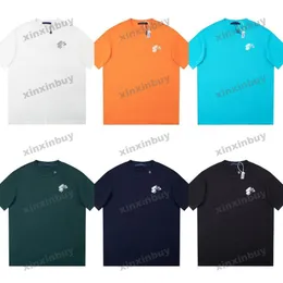 Xinxinbuy Men Designer Tee T Shirt 2024 KNITED LITTH Haft haftery dżins bawełniane bawełniane kobiety