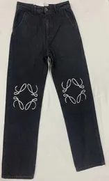 Dżinsy projektanta damskiego spodnie damskie nogi otwarte widelc proste luźne spodnie dżinsowe marka marka odzież haftowe drukowanie na co dzień