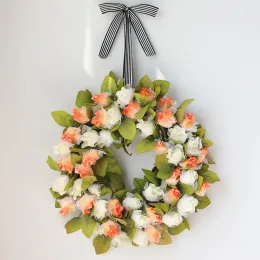 Decorative Flowers Simulation Rose Wreath Summer Flower Garland Home Decoration Family Party Wedding DIY Decorations Mariage Gifts 2024303