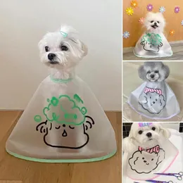 Cão vestuário animal de estimação capa dos desenhos animados impressão ajustável corte de cabelo para gatos cães capa Grooming Transparente