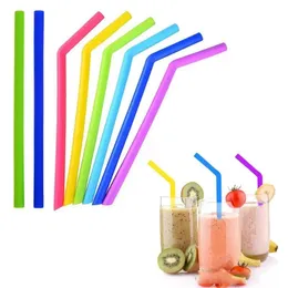 Food Grade Flexible Silicone Drinking Straws Drink Tools Reusable Eco-Friendly Colorful Silicon Straw For Home Bar Accessories