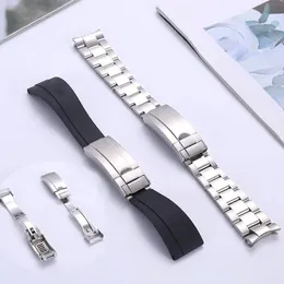 Watch Bands Accessories Bracelet FOR Watches Men Dayton SUB Band Silicone&Steel Fine-tuning Buckle Strap 20MM292H