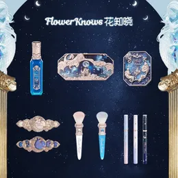 Flower Knows Moonlight Mermaid Series Cheek Blush Lip Gloss Mirror Eyeshadow 아이 라이너 연필 방수 땀 방지 240301
