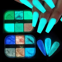 Luminous Nail Glitter Powder Neon Glow In The Dark Mixed Phosphor Powder Sequins Pigment Phosphor Shining Nail Art Decorations 240220