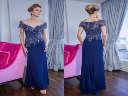 Guaina Abiti per la madre della sposa Spalle scoperte Maniche corte Perline Appliques Abito da ballo in chiffon Lunghezza al pavimento Abiti per la mamma2800996