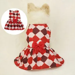 Dog Apparel Soft Comfortable Pet Wear Fashionable Plaid Bow Dress For Pets Comfort Style Dogs Cats Parties Birthdays Weddings