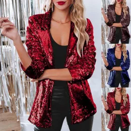 Jaquetas moda lantejoulas shinny blazer jaqueta para mulheres glitter blazers casaco palco festa boate traje disco rave outerwear chaquetas