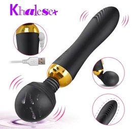 Khalesex Magic Wand Vibrator Big Heads AV Body Massager G Spot Clitoris Stimulator Vuxen Sex Toys For Woman Female Masturbator 2102339586