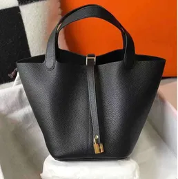 10A Mirror Top Quality Picotin lock Bag Women Purse Tote Bucket Bags Handmade Luxury Designer Handbags Classic Togo Leather Canvas Shopping Retro gold buck 616ESS