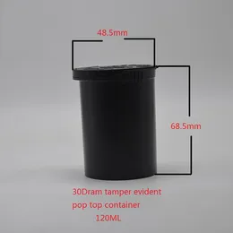 30 Dram Empty Squeeze Pop Top Bottle with Tear Tap D 50mm High 70mm tamper evident Dry Herb Box Acrylic Plastic Stroage Stash Jar Case Container Plastic-Tin