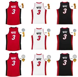 Maglia da basket cucita Dwyane Wade 2005-06 07-08 2012-13 25 fianls Mesh Hardwoods Classics maglie retrò Uomo Donna Gioventù rosso blu