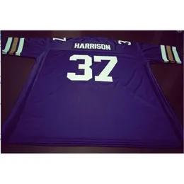 2024 #37 Rodney Harrison Western Illinois Purple College Forma Boyutu S-4XL veya özel herhangi bir isim veya numara forması